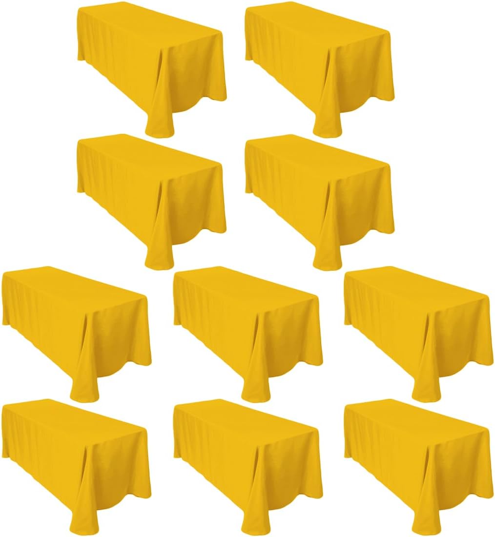 Gold Rectangular Tablecloths 90 In x 156 In for 8 ft Tables