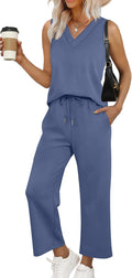 Stylish Two Piece Sets for Women Summer Outfits with Wide Leg Pants