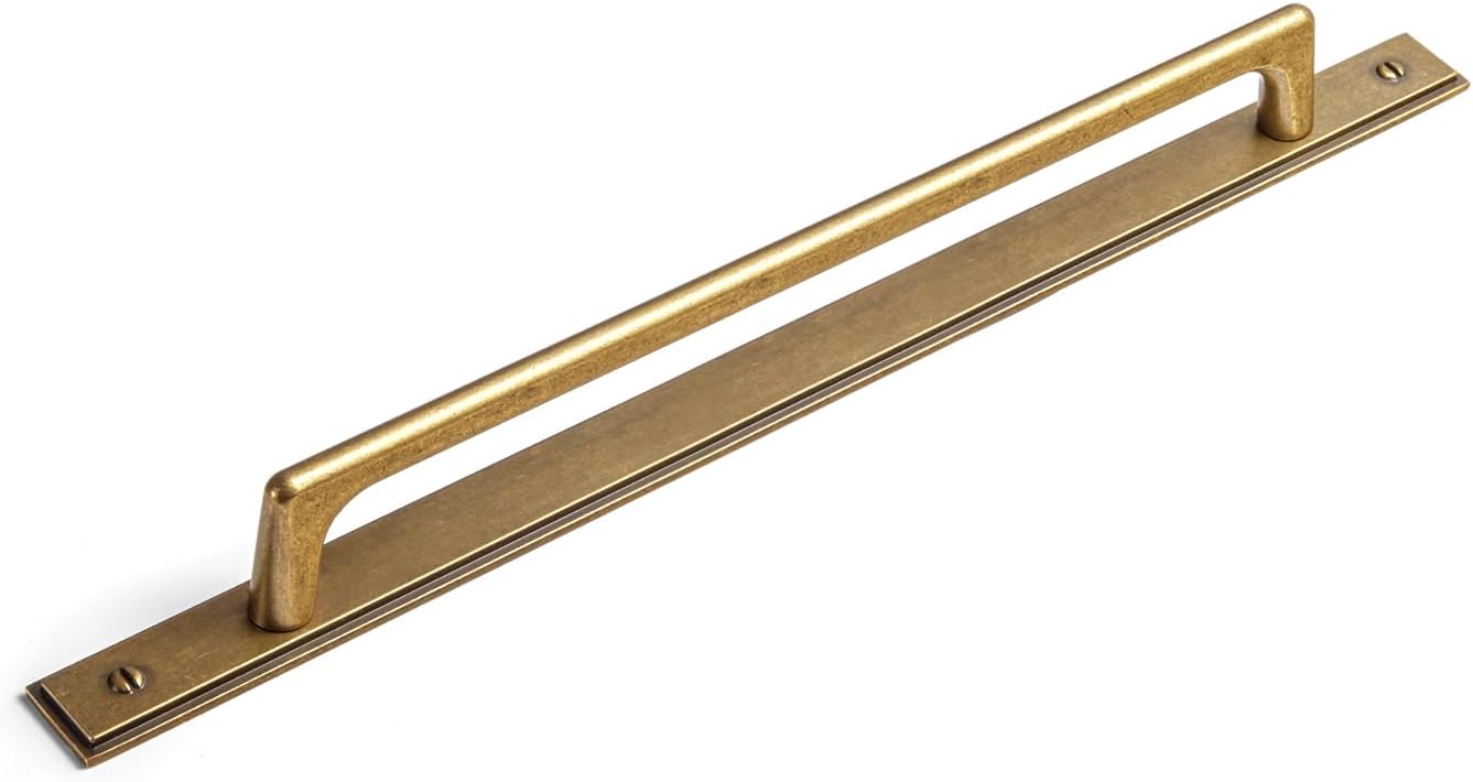 Goo-Ki Antique Brass Cabinet Pulls with Minimalist Backplate