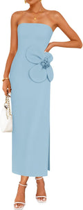 Women's Strapless Floral Bodycon Midi Dress - Summer Backless Fit