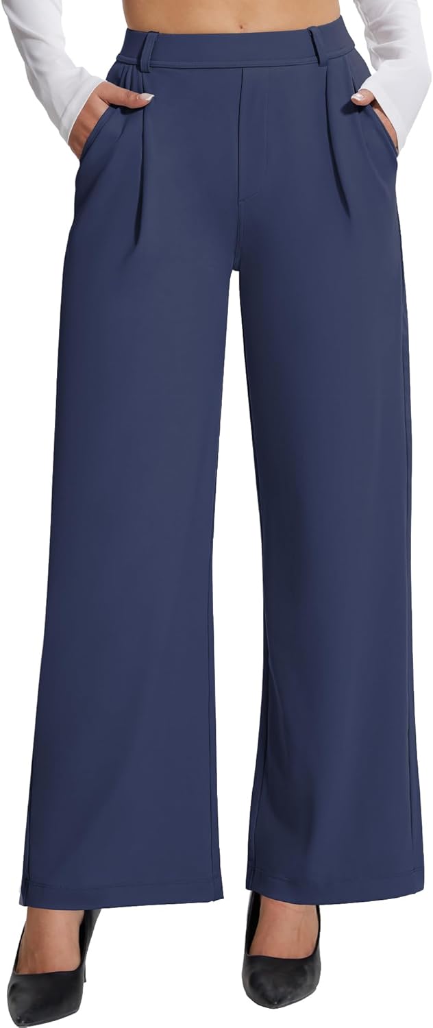 AVAMO Stretchy Work Pants for Women - Elegant Wide Leg Slacks