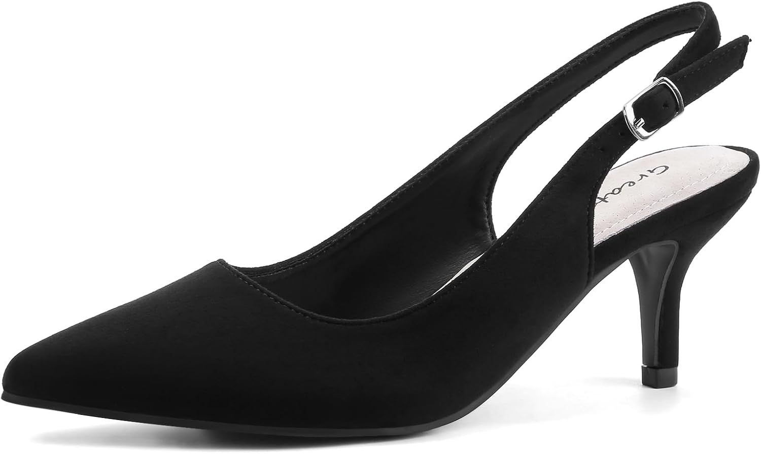 Greatonu Women's Kitten Heels Pointed Toe Slingback Dress Pumps