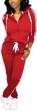 Two Piece Outfits For Women Casual Tracksuit - Hoodie & Zip Set