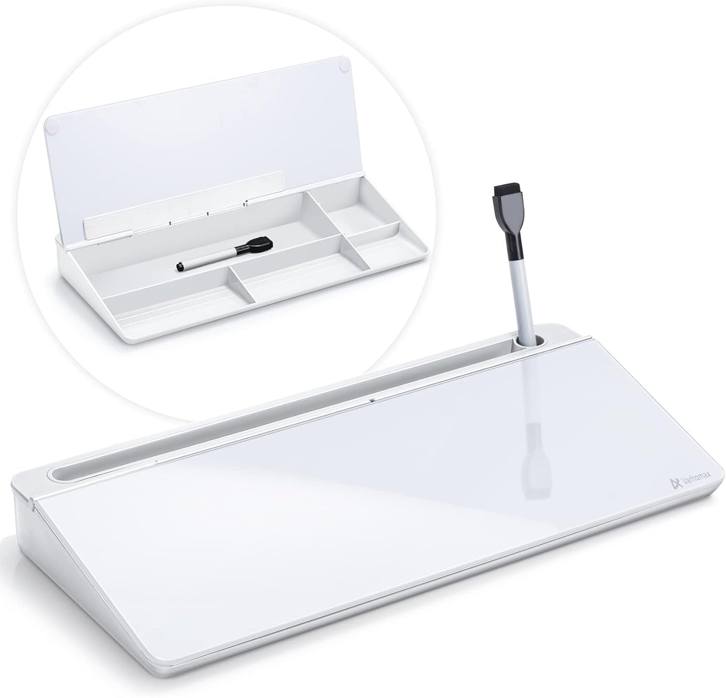 Varhomax Glass Desk Whiteboard with Storage - Organize in Style!