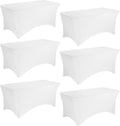 6 Pack 8FT Spandex Table Covers Fitted Rectangle Tablecloths - Wrinkle