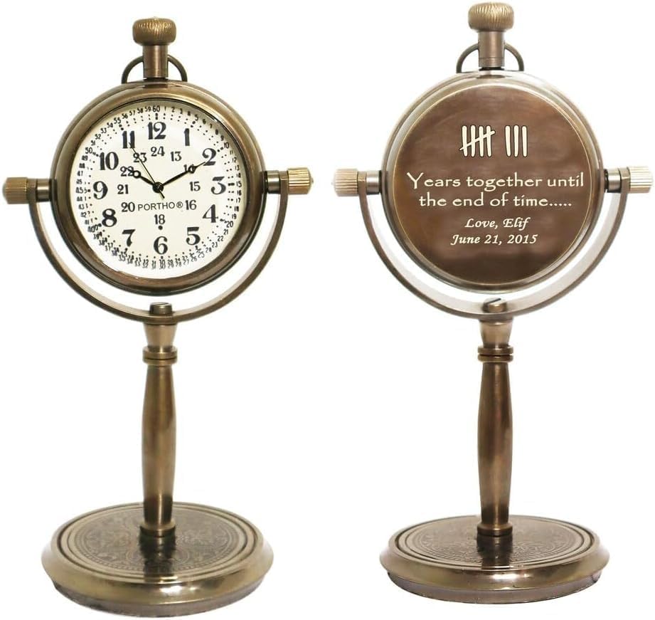 Custom 19th Anniversary Desk Clock for Unique Keepsake Gifts