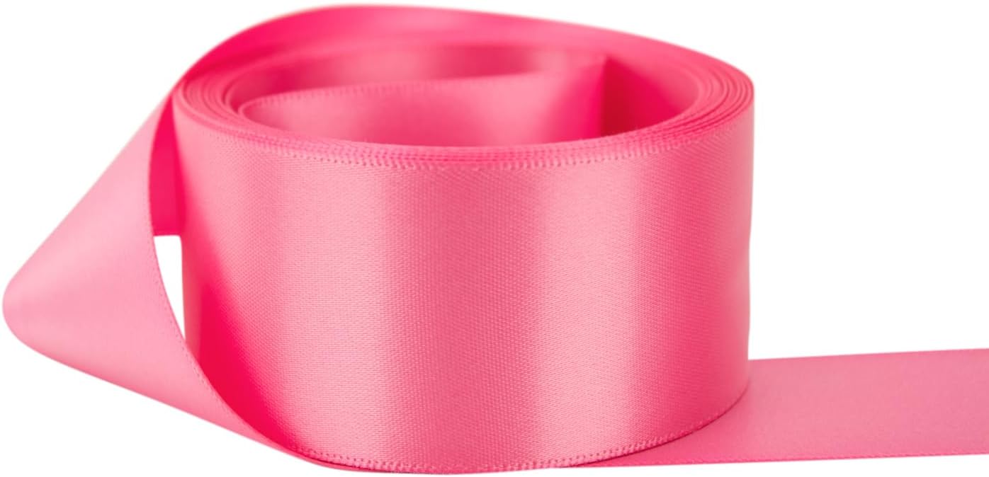 Ribbon Bazaar Double Faced Satin 4 in Hot Pink for Crafts & More