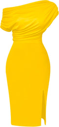 Memoriesea Off Shoulder Ruched Midi Bodycon Dress - Elegant Clubwear