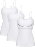 ATTRACO Women 3 Pack Cotton Camisoles with Shelf Bra - Comfortable own