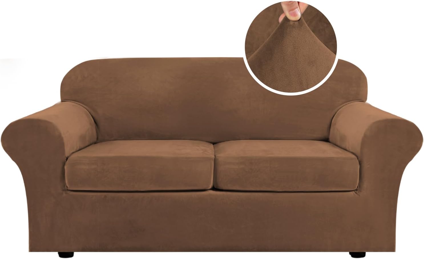 H.VERSAILTEX Real Velvet Plush 3 Piece Stretch Sofa Covers