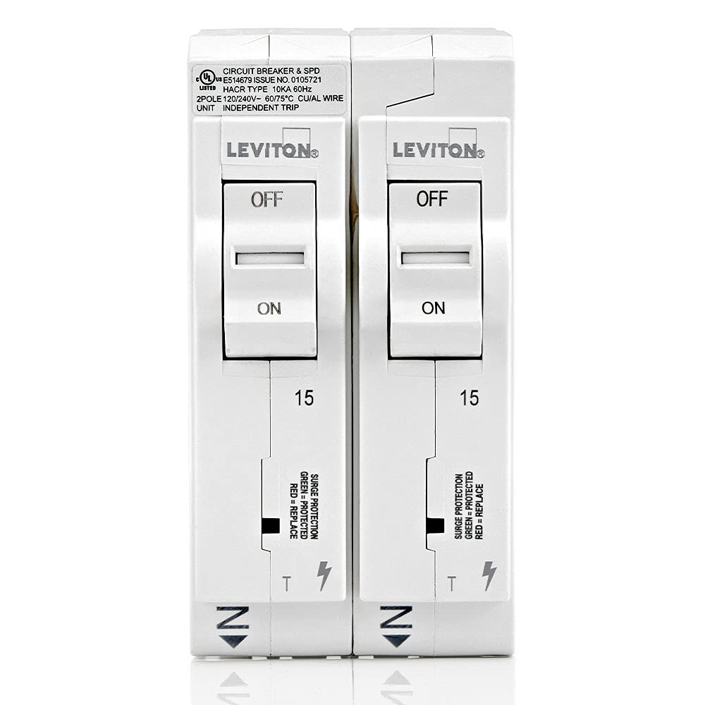 Leviton Surge Protective Device with Two 15A Circuit Breakers