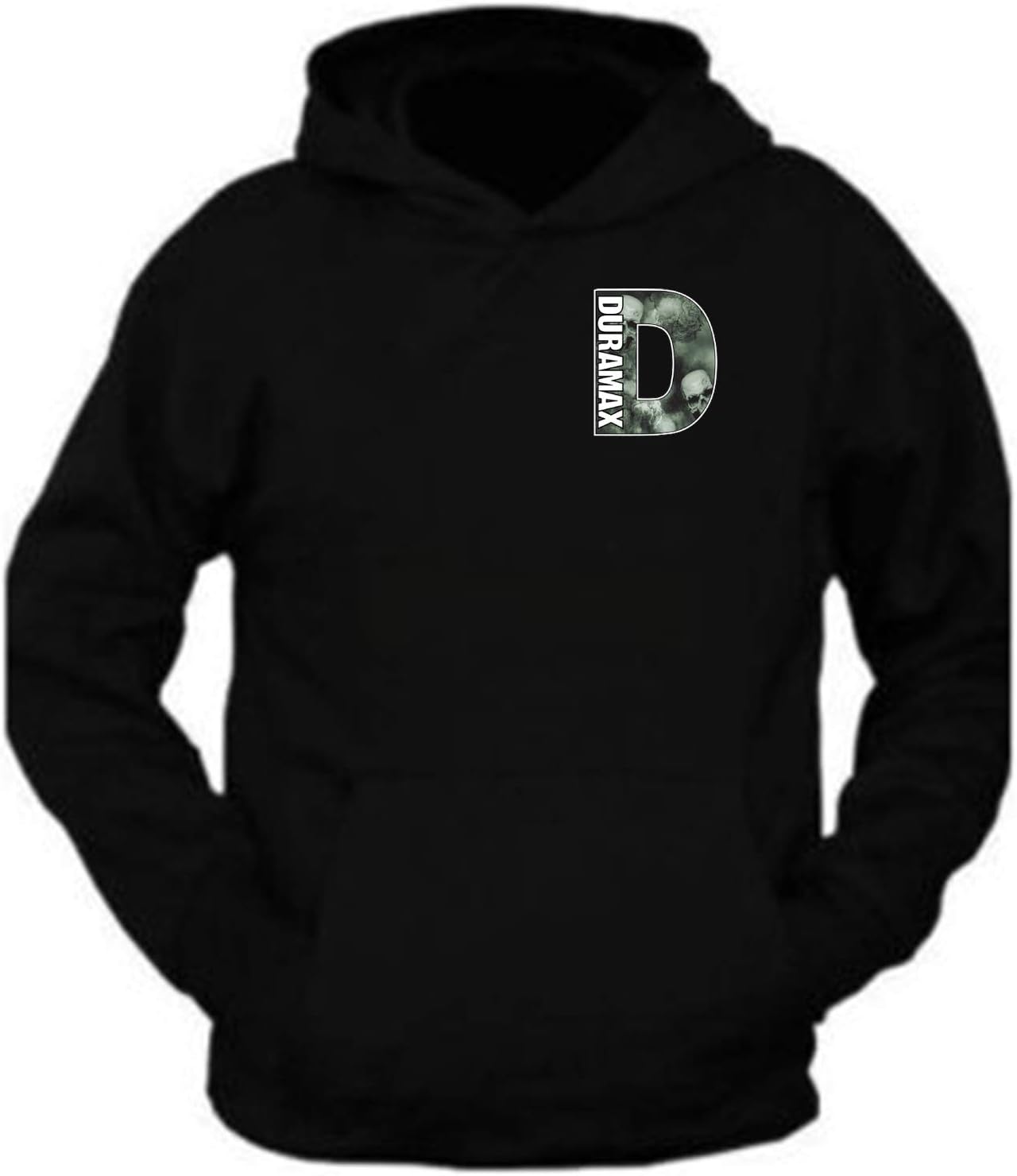 Black Hooded Sweatshirt with Duramax Skull Pocket Design