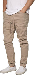 URBANJ Men's Twill Drop Crotch Jogger Pants for Everyday Comfort