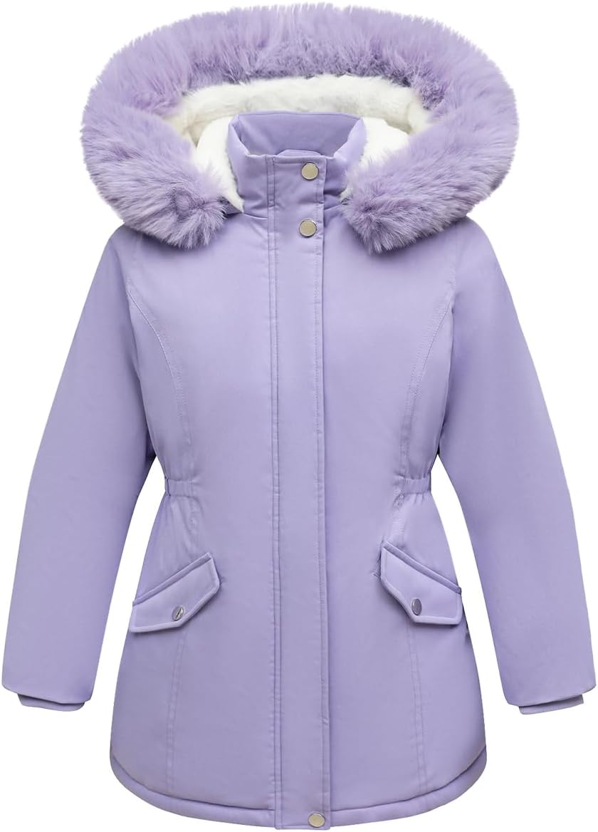 Girl's Long Waterproof Winter Coat for Kids - Warm Parka Jacket