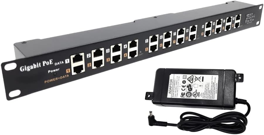 PoE Injector 12 Port Gigabit Passive Midspan for VoIP and IP Cameras