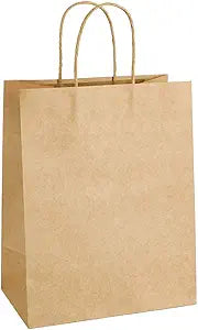 100pcs Kraft Paper Bags with Handles for Gift and Retail Use