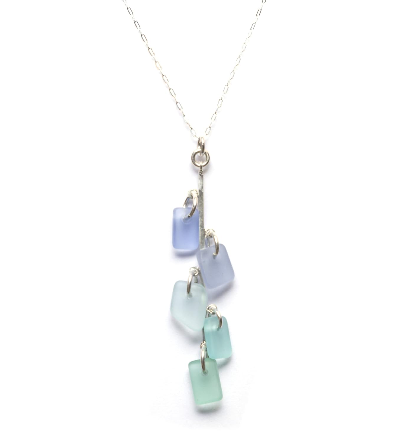 Sea Glass Avalon Pendant - Handmade 20in Cable Chain Jewelry