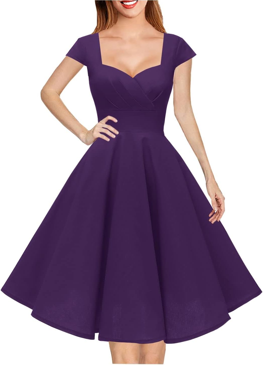 Hanpceirs Women's Cap Sleeve 1950s Retro Vintage Cocktail Dress