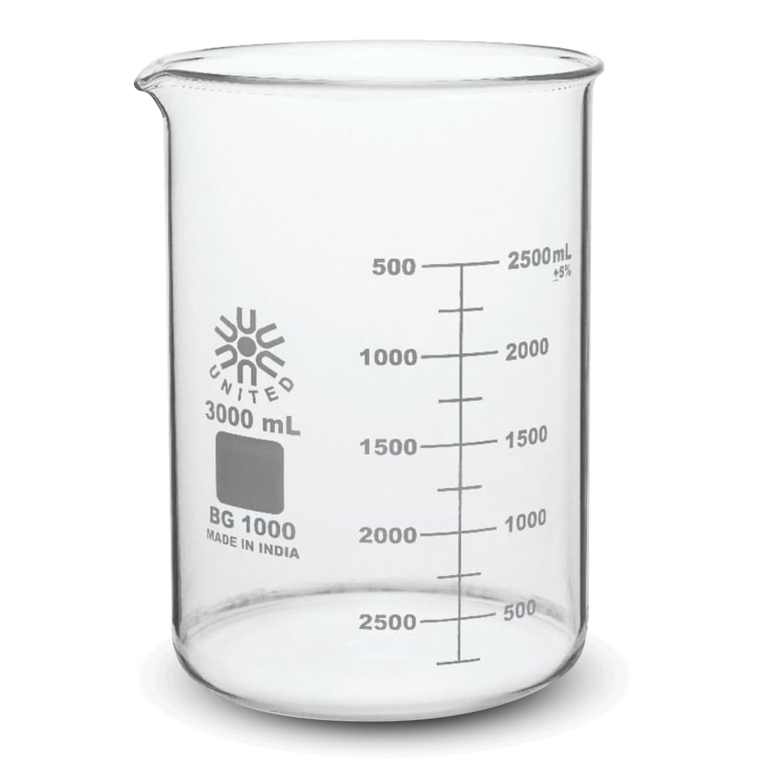 3000mL Low Form Griffin Beaker - Durable Borosilicate Glass
