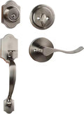Azdele Front Door Handle and Deadbolt Set - Secure Satin Nickel