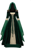 Women Hooded Gothic Dress Medieval Corset Renaissance Dress - Classic