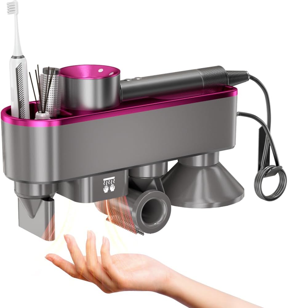 BRILLESS Wall-Mounted Holder: Hand Dryer, Magnetic Storage