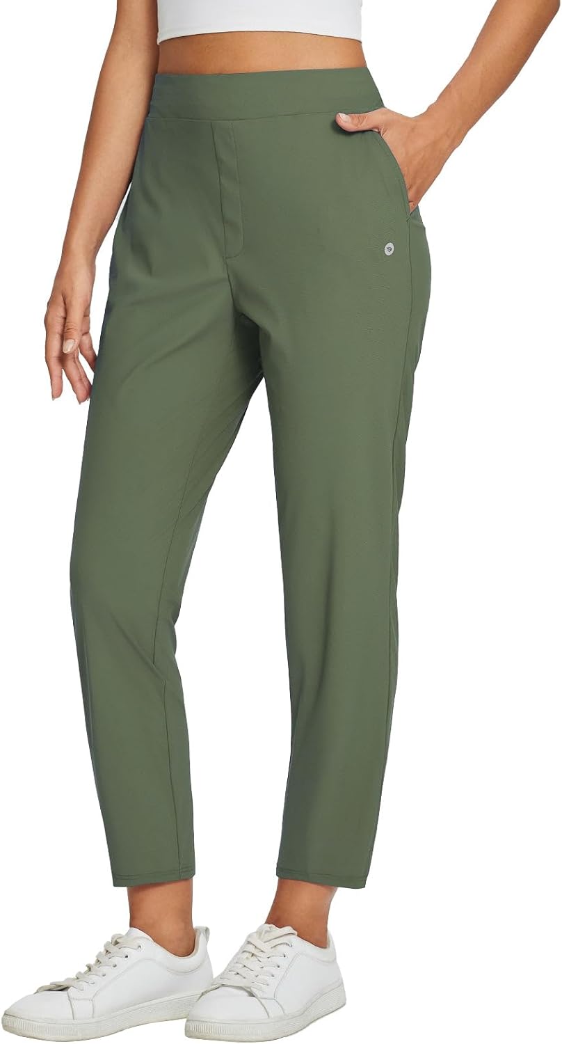 Lightweight Stretch Travel Pants for Women with Zipper Pockets