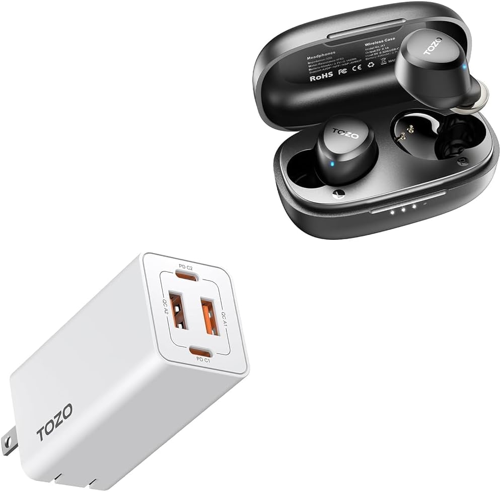 TOZO A1 Wireless Earbuds: 65W Fast Charging Power
