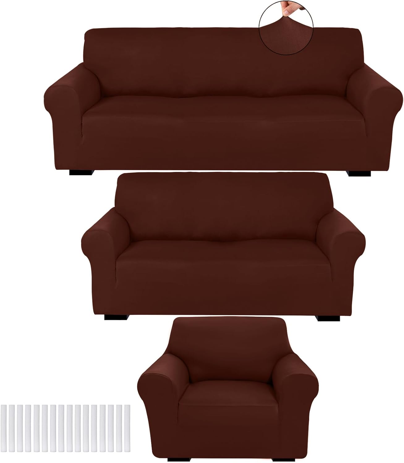 Peryiter 3 Pcs Slipcover Set for Sofa Loveseat Arm Chair