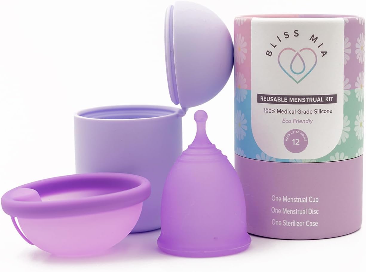 BlissMia Menstrual Cup & Disc Kit | 12-Hour Wear | Heavy Flow Alternative