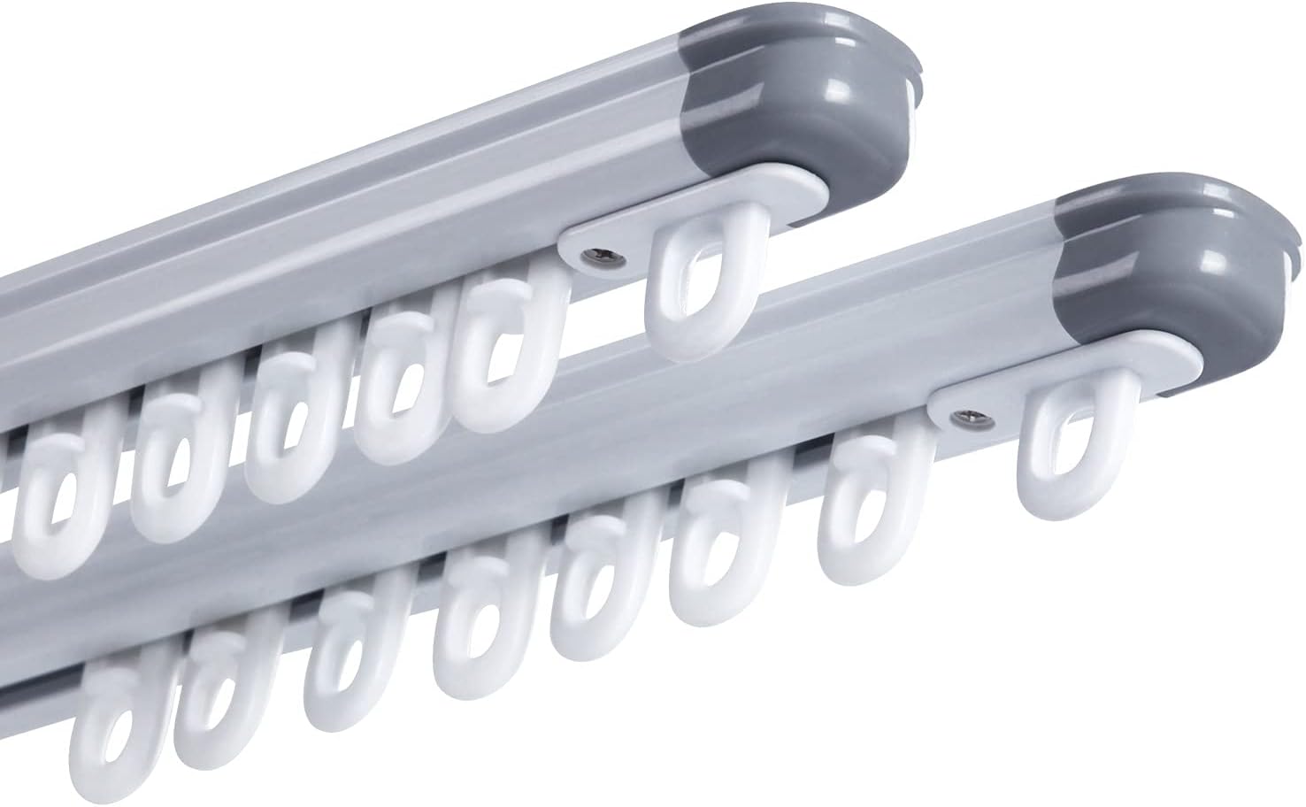 ZSTARR Retractable Ceiling Curtain Track - Easy Install, Custom Fit - 2Sets White