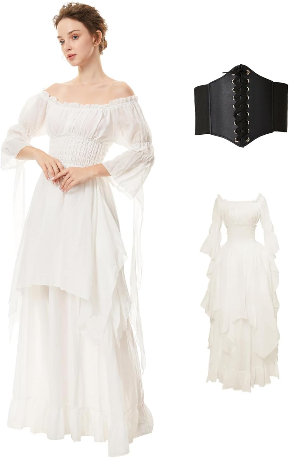BITSEACOCO Women Medieval Victorian Off Shoulder Dress Review