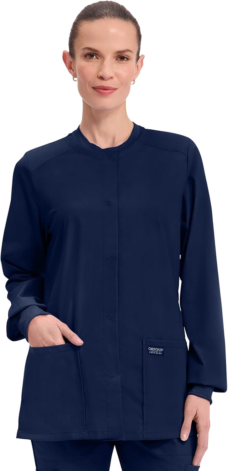 Cherokee Scrub Jacket for Women with 3 Pockets and Stretch