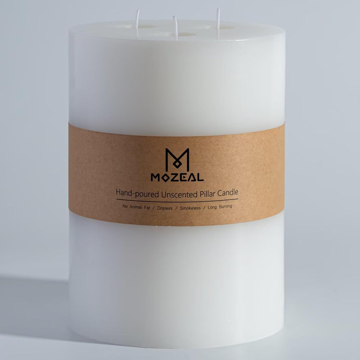 Extra Large 3 Wick White Pillar Candle for Home Decor