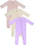 2-Pack Baby Bamboo Footed Rompers - Zip-Up Sleep and Play