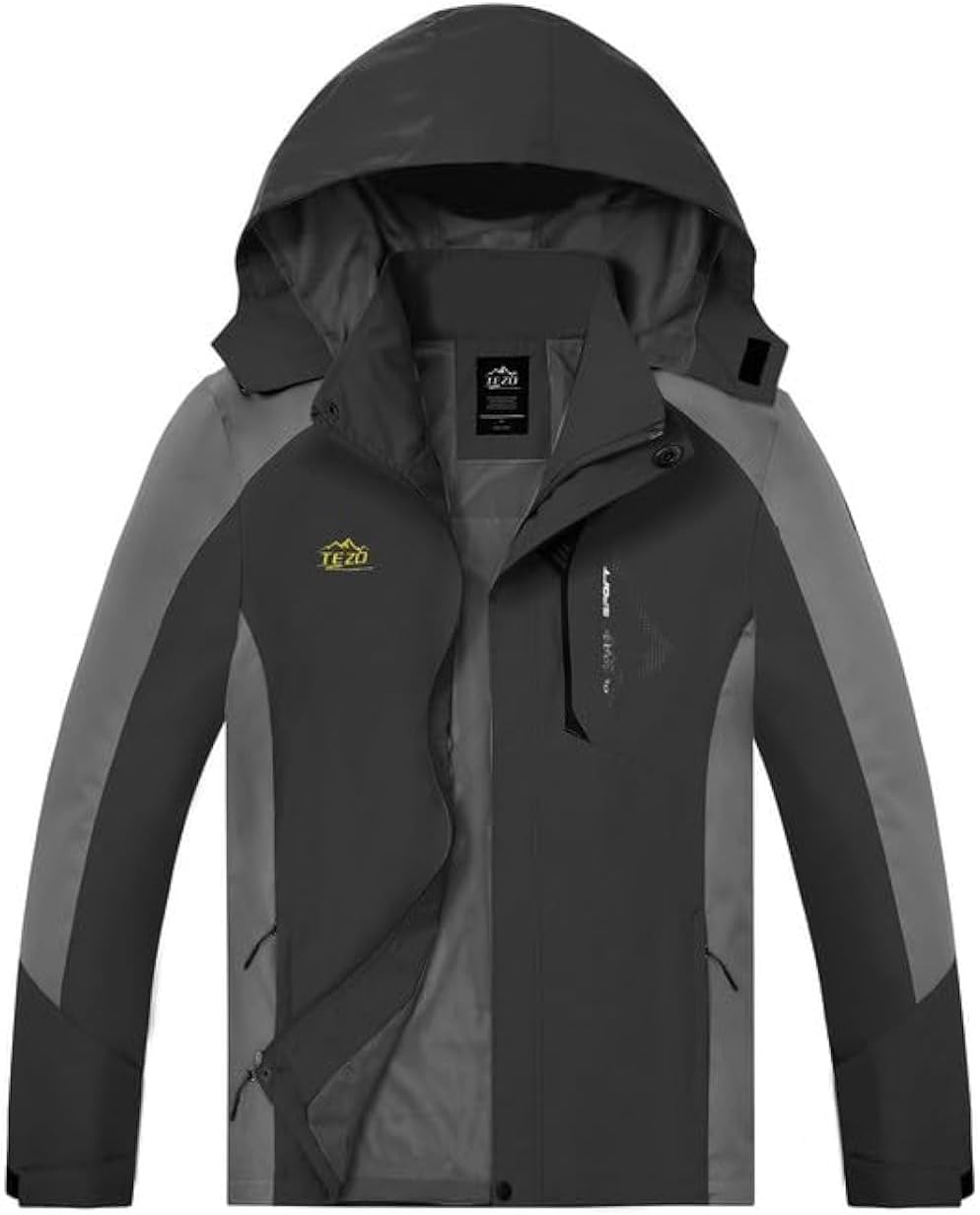 TEZO Mens Rain Jacket Waterproof Lightweight Windbreaker for Hiking