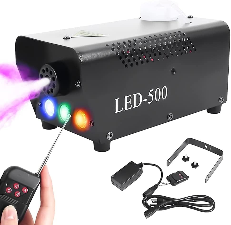 YaeCCC Fog Machine 500W with LED Lights for Parties and Events