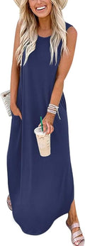 Women's Casual Loose Sundress Maxi Dress - Sleeveless Summer Beachwear