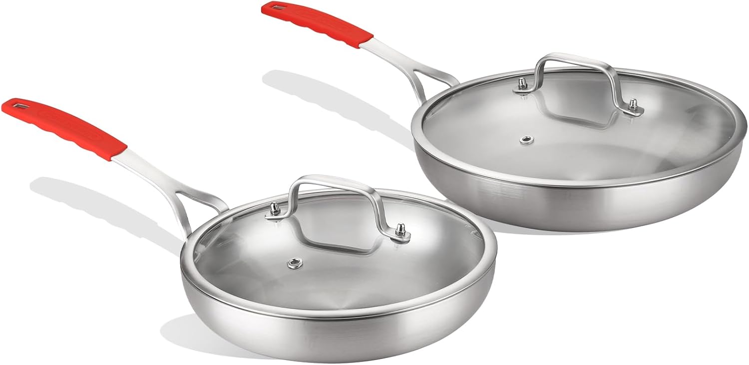Delarlo Tri-ply Stainless Steel Frying Pan Set for Chefs