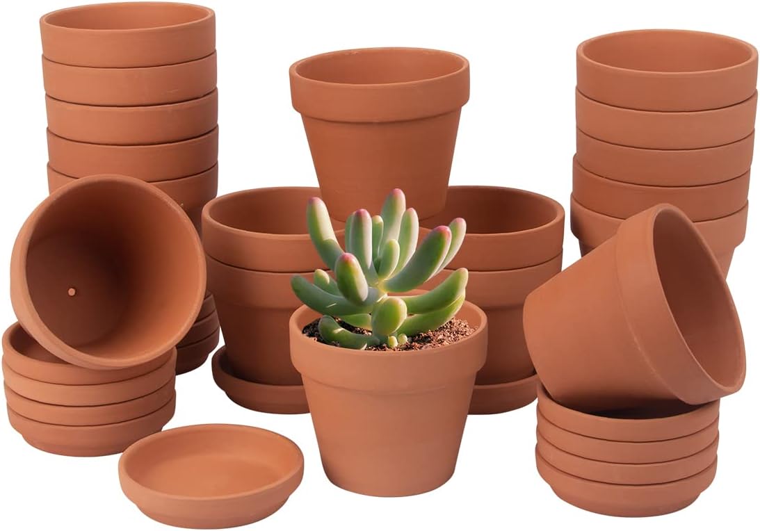 17 Pack 4 Terracotta Planter Pots with Saucer for Succulents