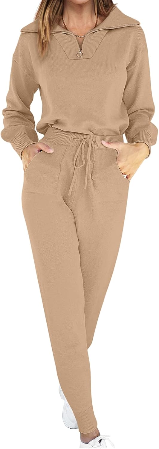 Stylish ANRABESS Women's Two Piece Sweater Lounge Set for Travel