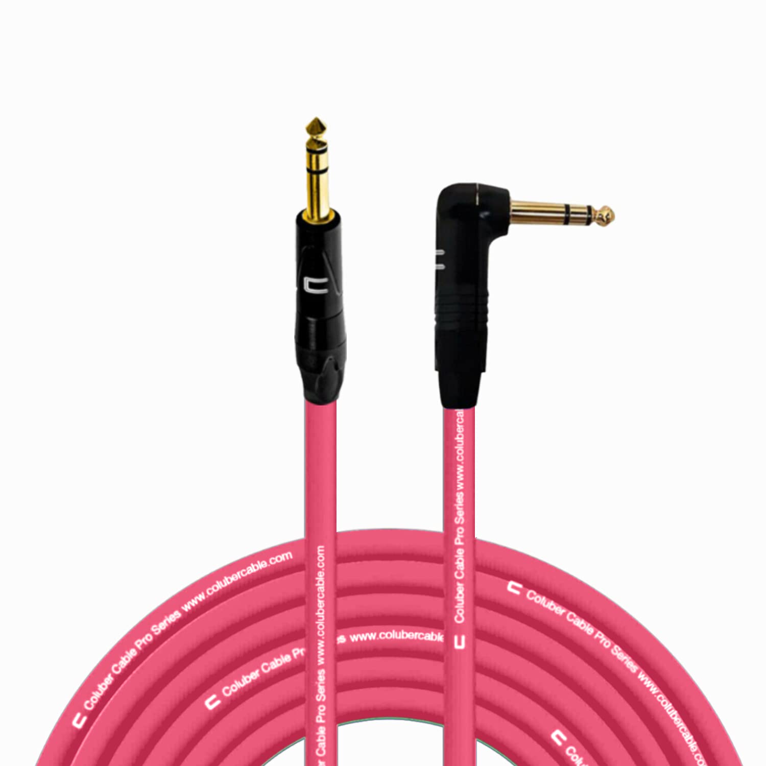 COLUBER CABLE 1/4 TRS Male to Right Angle 50 Feet Pink
