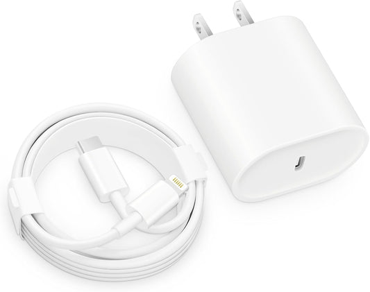 20W Fast Charger for iPhone with 6ft Cable - Compatible with Multiple Models