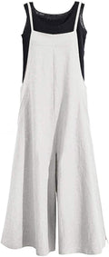 Women Casual Loose Long Bib Pants Wide Leg Jumpsuit (Style WPBJ)