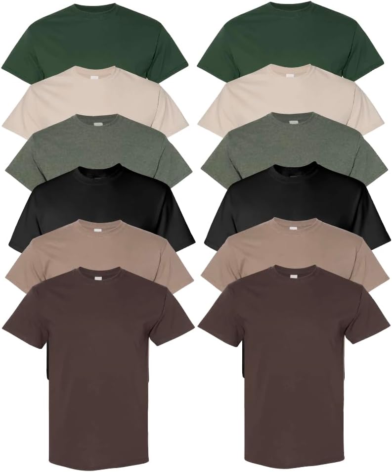 Everyday Tees Men's Heavy Cotton Tee Pack of 12 Assorted Colors