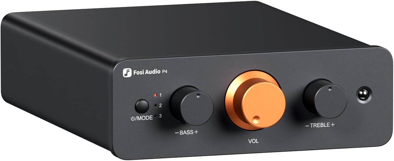 Fosi Audio P4 Mini Preamp for Home Audio with RCA Inputs