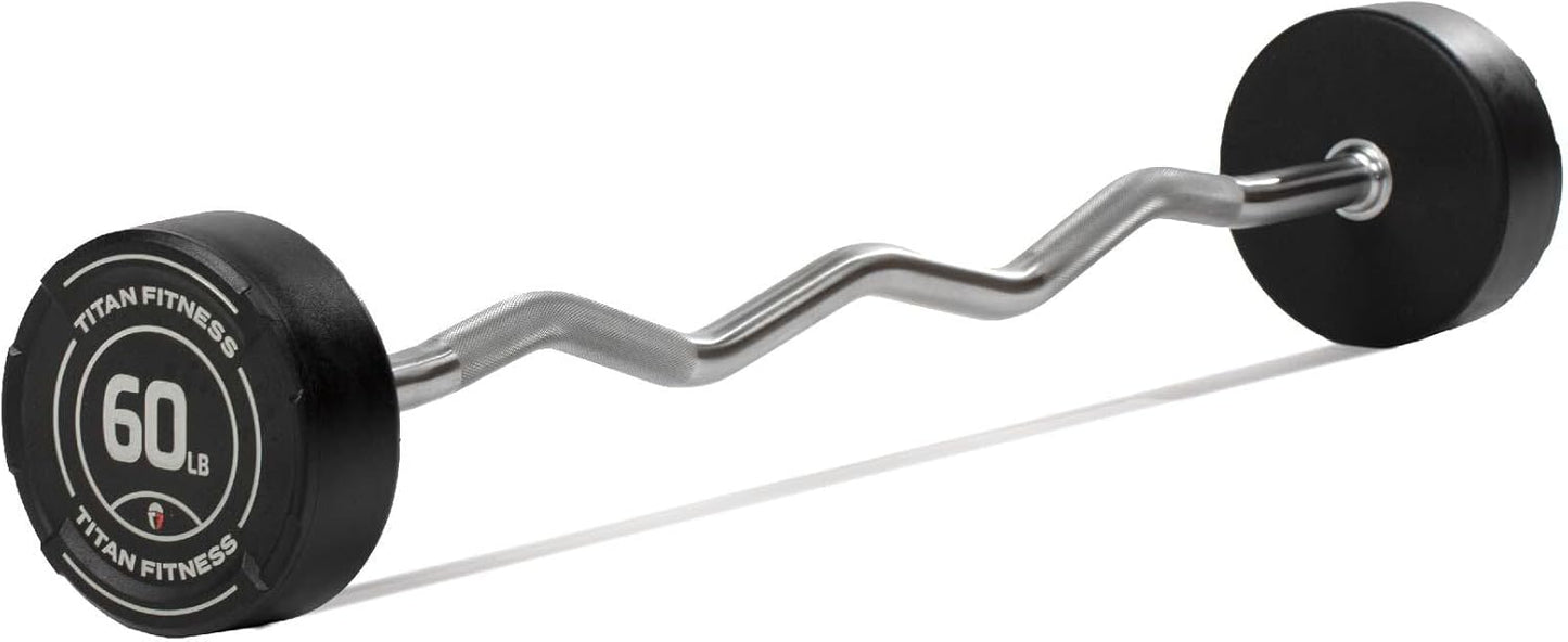 Titan Fitness Rubber Curl Fixed Barbells for Strength Training