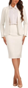 Allegra K Women's 2 Piece Skirt Suit Set - Professional Office Look