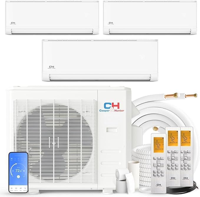 Efficient 3 Zone Ductless Mini Split AC System