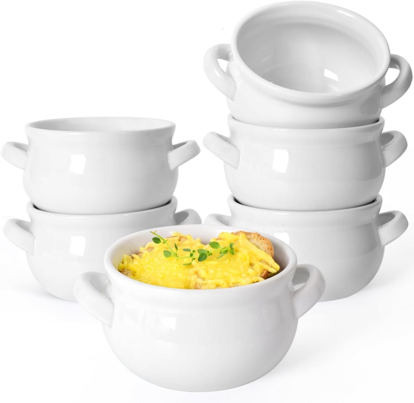 Ceramic French Onion Soup Bowls with Handles for Easy Serving